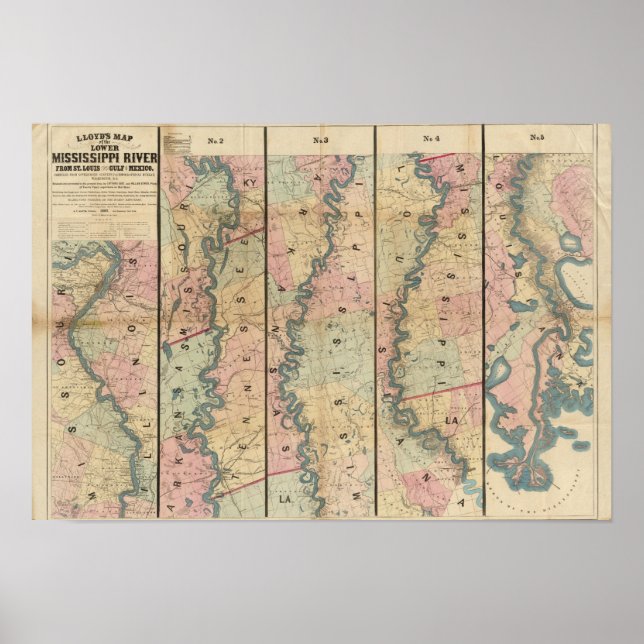 Lloyd's Karte des Unteren Mississippi Poster (Vorne)