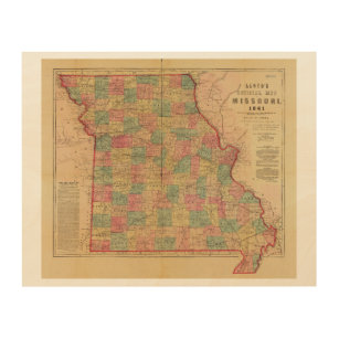 Lloyd's Offical Map of Missouri (1861) Holzdruck