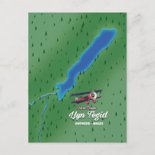 Llyn Tegid Wales Karte. Postkarte