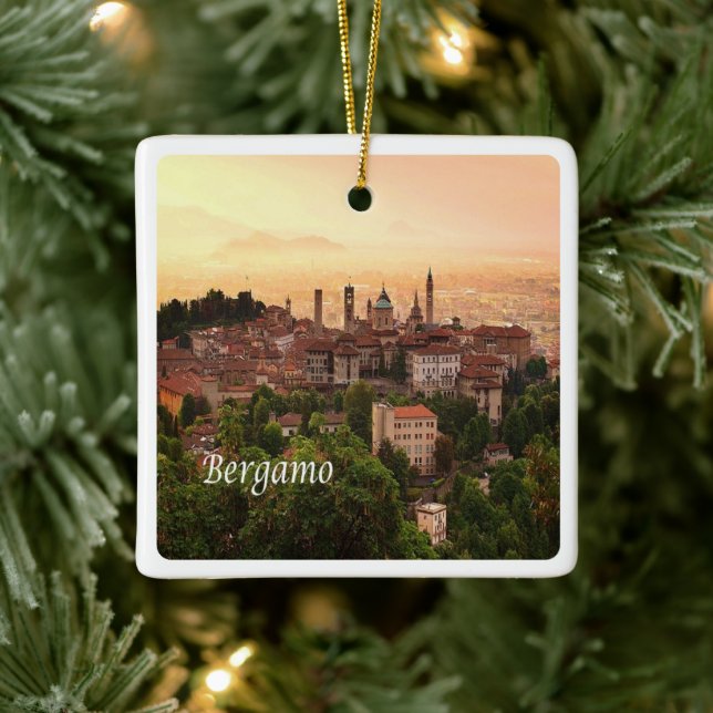 LMD111 BERGAMO Sonnenaufgang, Lombardei, Italien, Keramikornament (Baum)