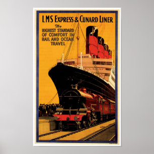 LMS Express & Cunard Liner Poster