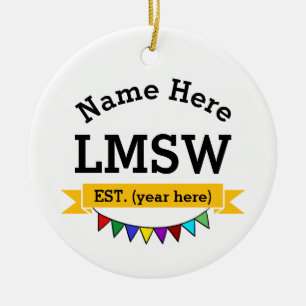 LMSW-Schmuckstück Lizenzierter Master-Sozialarbeit Keramik Ornament