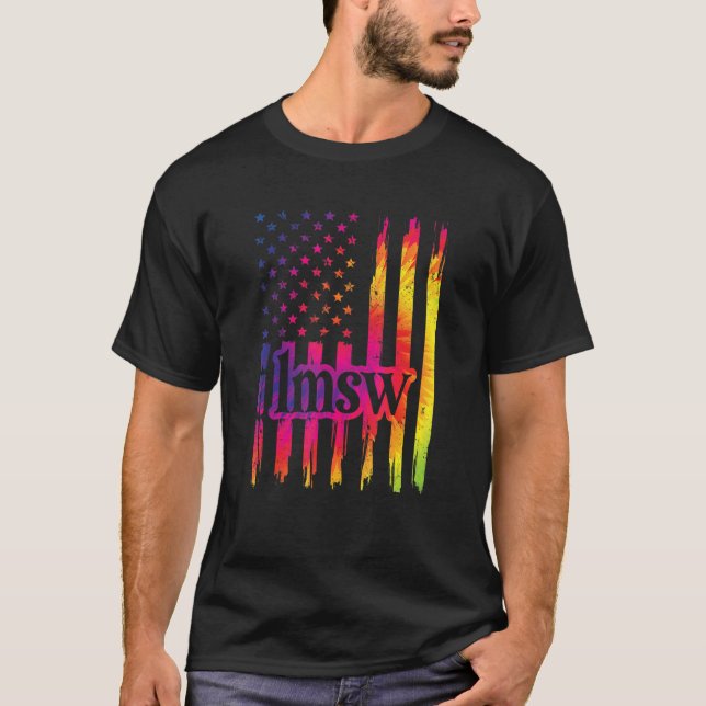 Lmsw US Flag Proud lizenzierte Master Social Worke T-Shirt (Vorderseite)