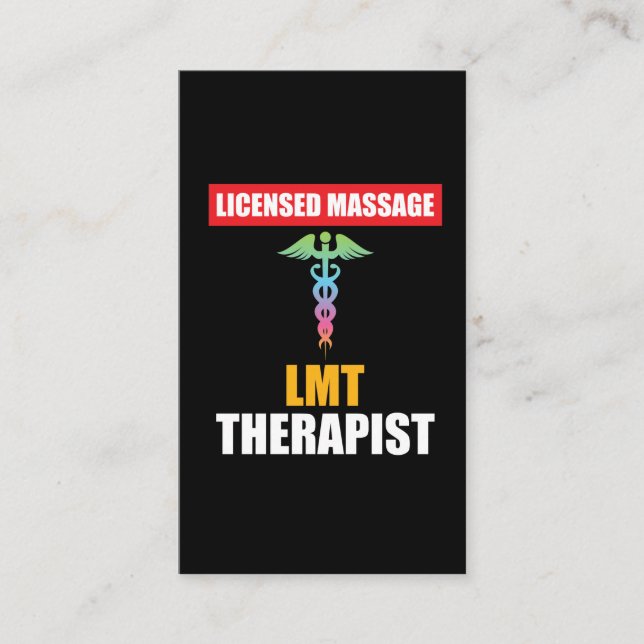 LMT genehmigter Massage-TherapeutCaduceus Visitenkarte (Vorderseite)