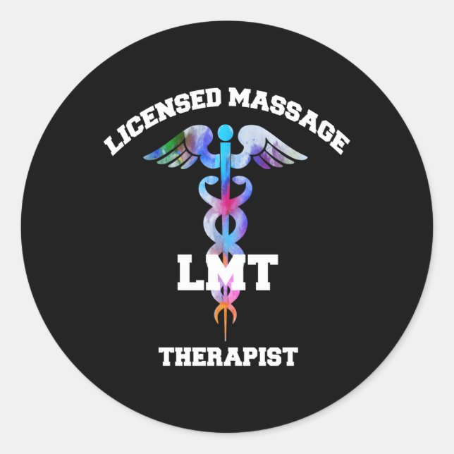 Lmt Massage Therapeut Caduceus Runder Aufkleber (Vorderseite)