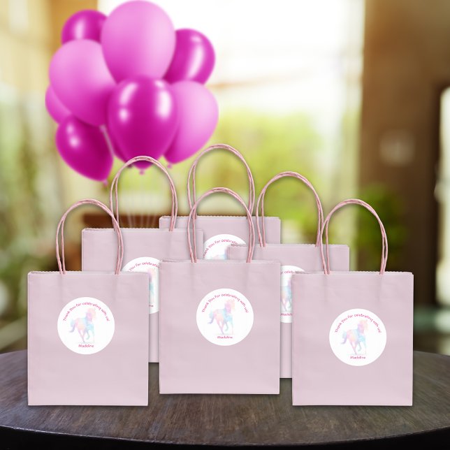 Lo-Poly Rainbow Horse Vielen Dank Runder Aufkleber (Von Creator hochgeladen)