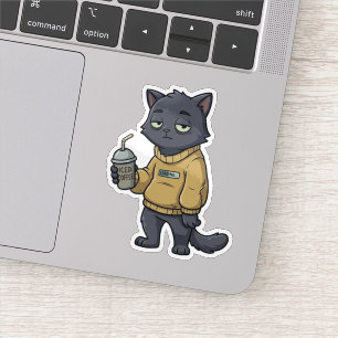 Loading Black Cat Iced Coffee Introvert Aufkleber