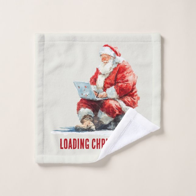 Loading Christmas Funny Santa Design (Gant de toilette)