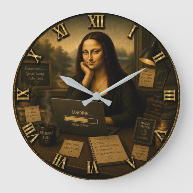 Loading Funny Mona Lisa Gift for Home Office  Große Wanduhr (Vorderseite)