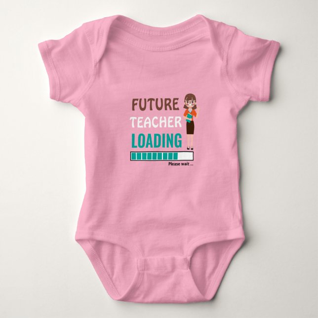 Loading für Lehrer | Modernes Duschmädchen Party Baby Strampler (Vorderseite)