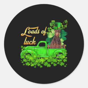 Loads Of Luck Truck Doberman St Patrick's Day Runder Aufkleber