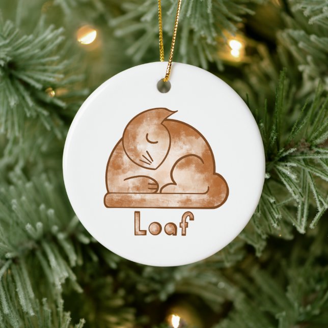 Loaf Cat Keramik Ornament (Baum)