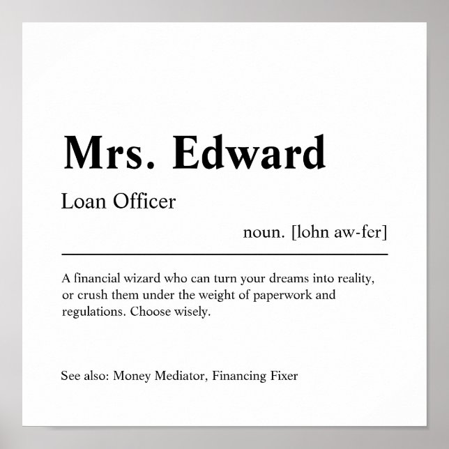 Loan Officer Personalized Gift Poster (Vorne)