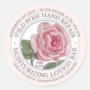 Loap Bar Étiquette de savon rose Fleur Rose sauvag