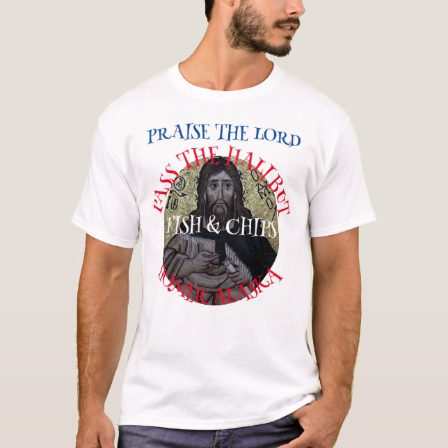 Lob für den Lord Pass der Halibut Fisch & Chips T-Shirt (Vorderseite)