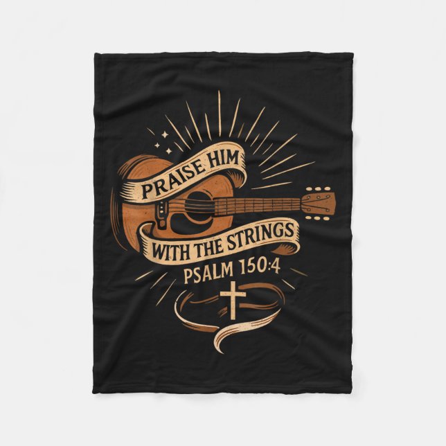 Lob ihn mit den Streichern Jesus akustischer Gitar Fleecedecke (Vorderseite)