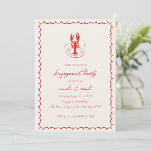 Lobbygruppe Monogram Red Engagement Party Einladung
