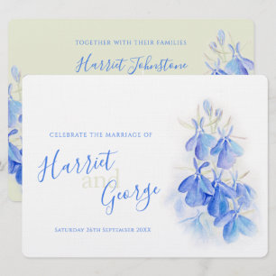 Lobelia Blau Blumengrün Rücken Hochzeitsaufenthalt Einladung