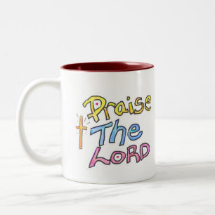 „Lobet den Herrn“ Christliches Zitat Farbige Kunst Zweifarbige Tasse
