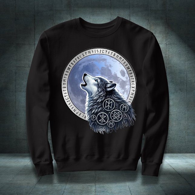 Lobo de Odín Sweatshirt (Inspirador y motivador Lobo aullando a la Luna Vikinga un diseño para guerreros)