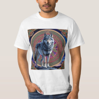 Lobo Gris Místico en Diseño Celta T-Shirt