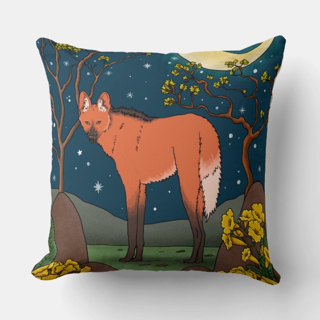  Lobo Guará e a flor de ipê - Animais Brasileiros Kissen (Vorderseite)