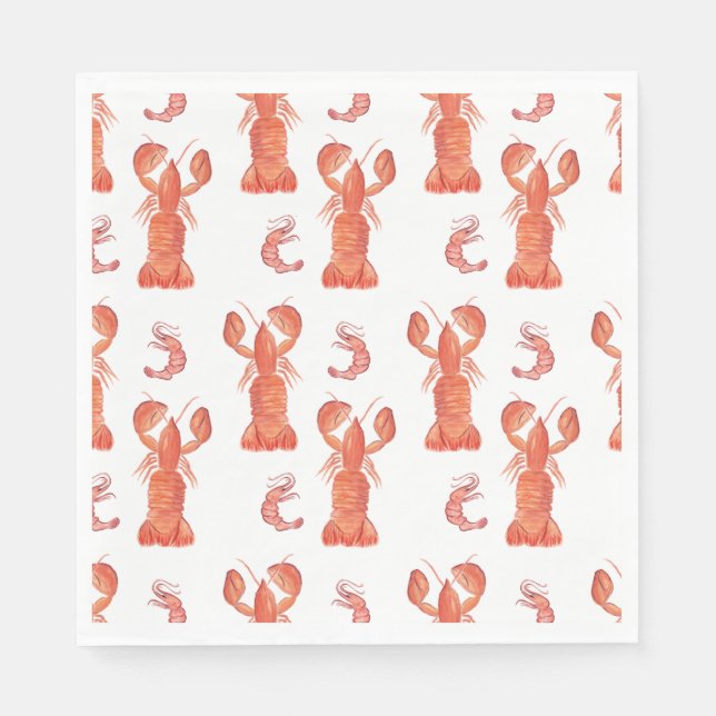 Lobster and Crawfish Pattern Wedding Serviette (Vorderseite)