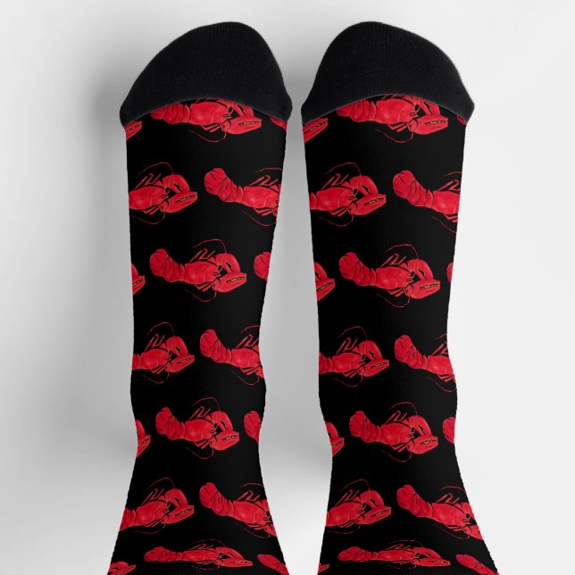 Lobster auf schwarzem Hintergrund von Marsden Hart Socken (Oben)