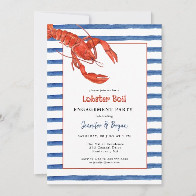 Lobster Boil Paare Einladung zu einer Verlobungsfe (Vorderseite)