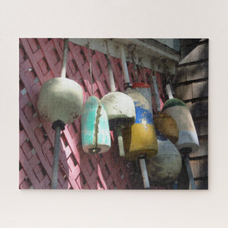 Lobster Buoys on Pink Lattice - Martha's Vineyard