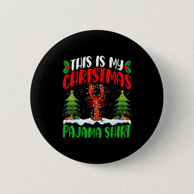 Lobster Christmas Tree Pajama Shirt Lobster Xmas L Button (Vorderseite)