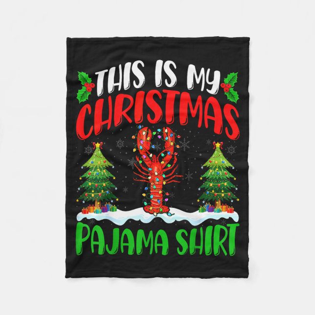 Lobster Christmas Tree Pajama Shirt Lobster Xmas L Fleecedecke (Vorderseite)