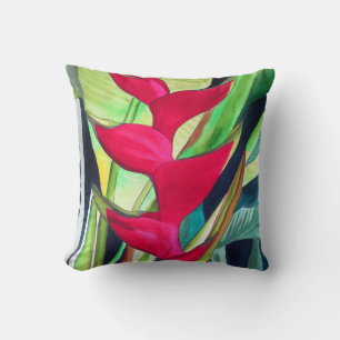 Lobster Claw Heliconia Kunst der tropischen Blume Kissen