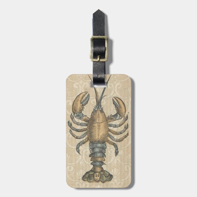 Lobster Illustration Antique Maine Seafood Gepäckanhänger (Vorderseite vertikal)