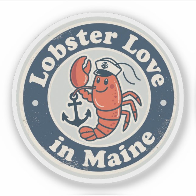 Lobster Liebe_ Mainstream Maritime Artwork Aufkleber (Vorderseite)