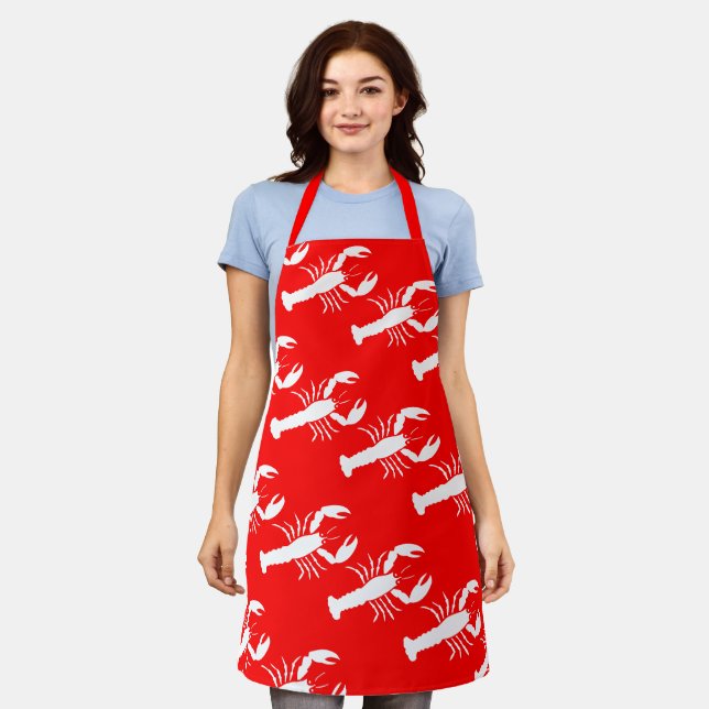 Lobster Liebe Red Restaurant All-Over Print Schürz Schürze (Getragen)