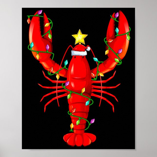 Lobster Lighting Xmas Tree Matching Lobster Christ Poster (Vorne)