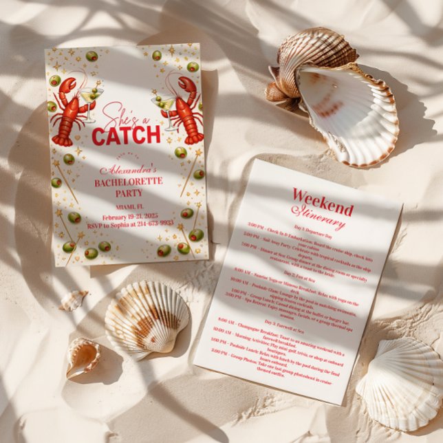 Lobster Love Coastal Bachelorette Party Einladung (Von Creator hochgeladen)