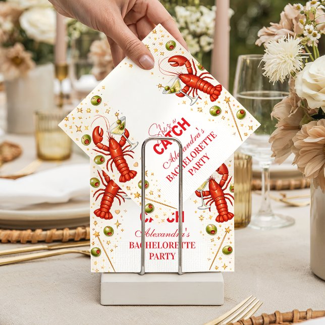 Lobster Love Coastal Bachelorette Party Serviette (Von Creator hochgeladen)