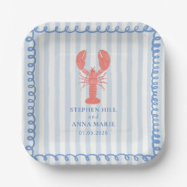 Lobster Nautical Wedding Paper Plates Pappteller