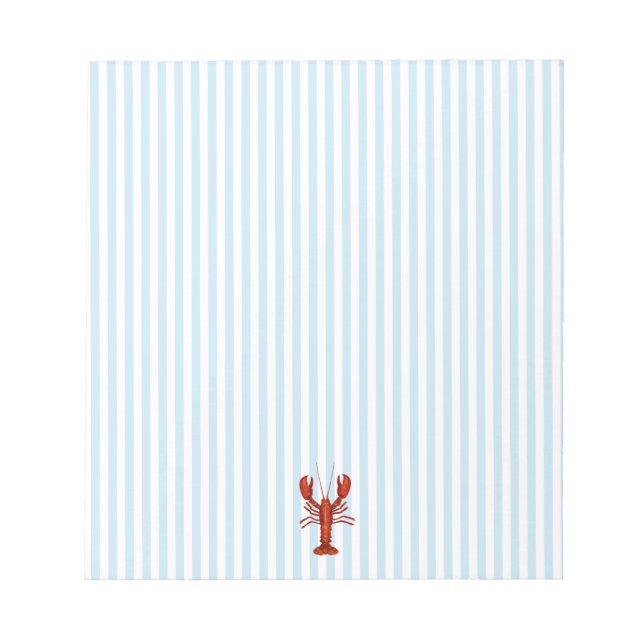 Lobster Painting Nautical Blue Stripe Preppy Notizblock (Vorderseite)
