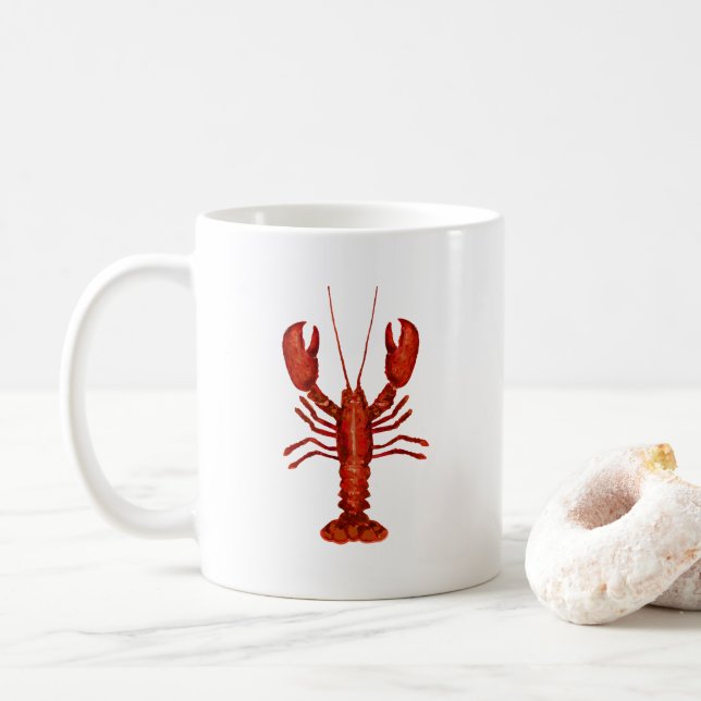 Lobster Painting Nautical Coastal Pattern Kaffeetasse (Mit Donut)