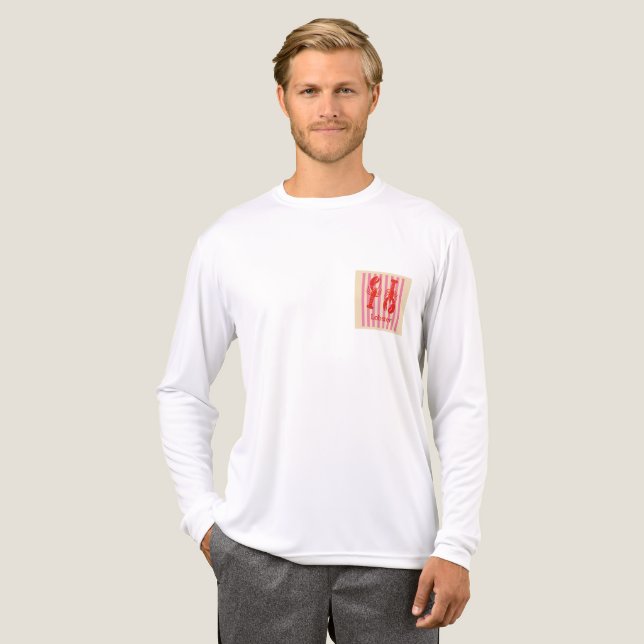 Lobster Pop Bold Crustaceans on Candy Stripes Tri-Blend Shirt (Vorderseite komplett)