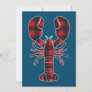Lobster Red Kariert Buffalo Matching Pajama Family Einladung
