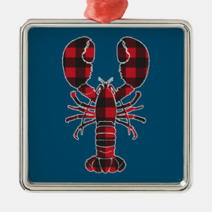 Lobster Red Kariert Buffalo Matching Pajama Family Ornament Aus Metall