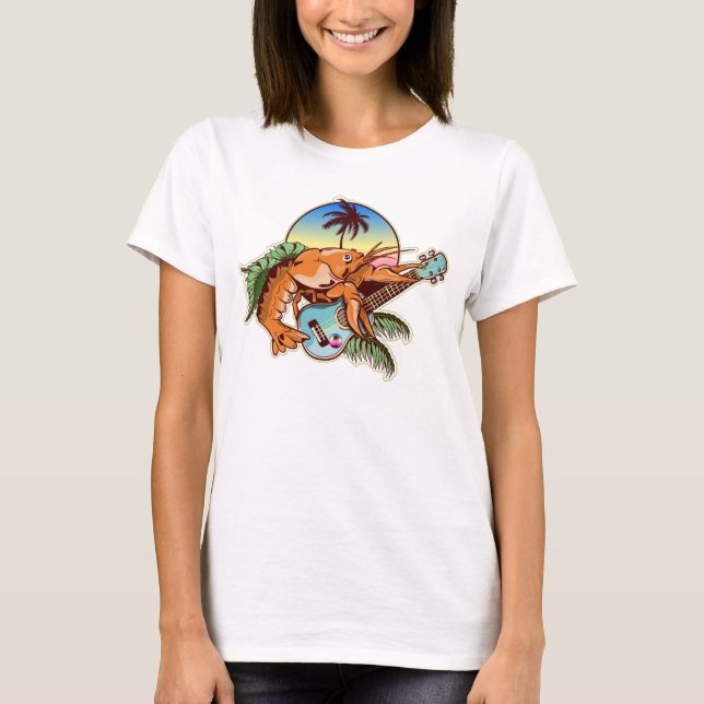 Lobster spielt Ukulele Gitarre T-Shirt (Vorderseite)