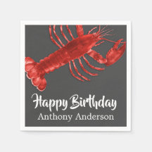 Lobster Themed Dark Gray Fun Birthday Party Custom