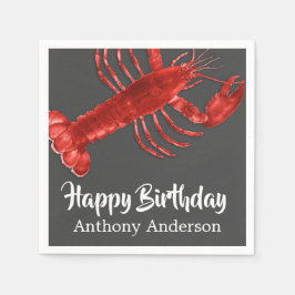 Lobster Themed Dark Gray Fun Birthday Party Custom Serviette