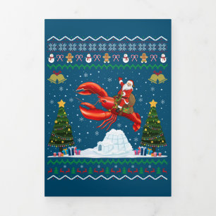 Lobster Ugly Xmas Geschenk Weihnachtsfeier Christu Dreifach Gefaltete Einladung