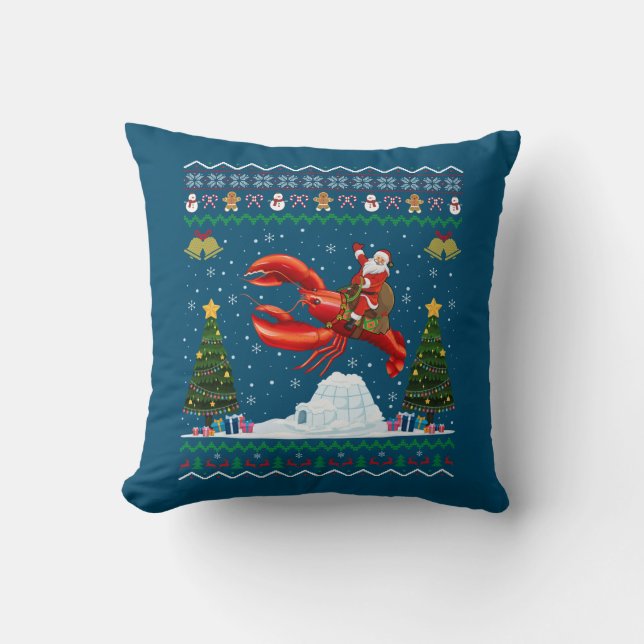 Lobster Ugly Xmas Geschenk Weihnachtsfeier Christu Kissen (Vorderseite)